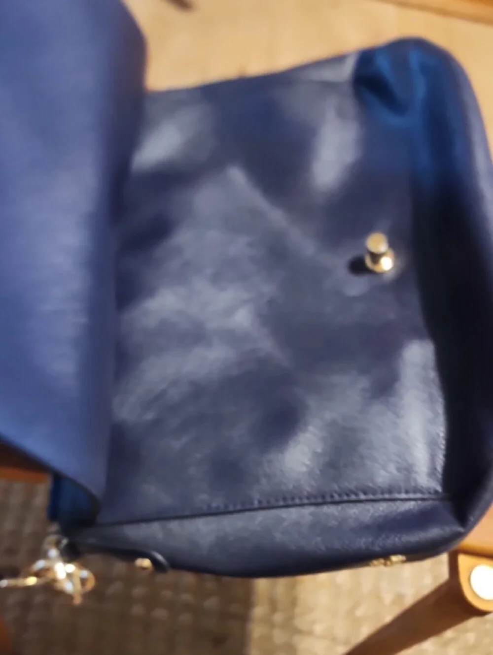 Coach Navy Pebbled Leather Hobo with Gold Hardware